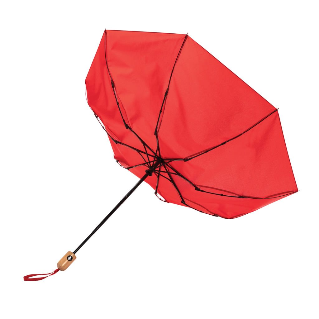 21" Impact AWARE™ RPET 190T bamboo auto open/close umbrella