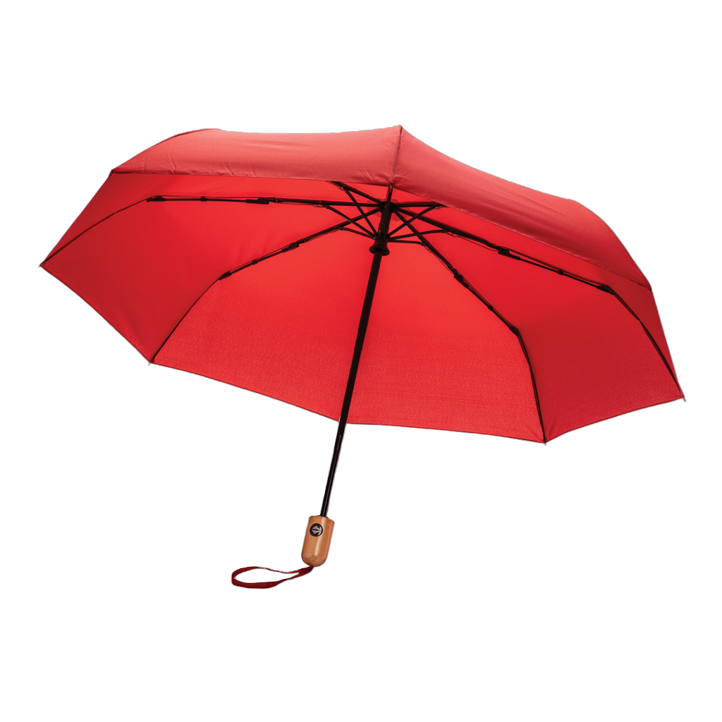 21" Impact AWARE™ RPET 190T bamboo auto open/close umbrella
