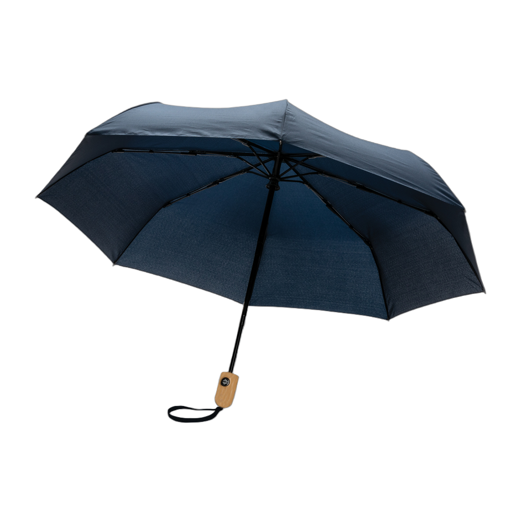 21" Impact AWARE™ RPET 190T bamboo auto open/close umbrella