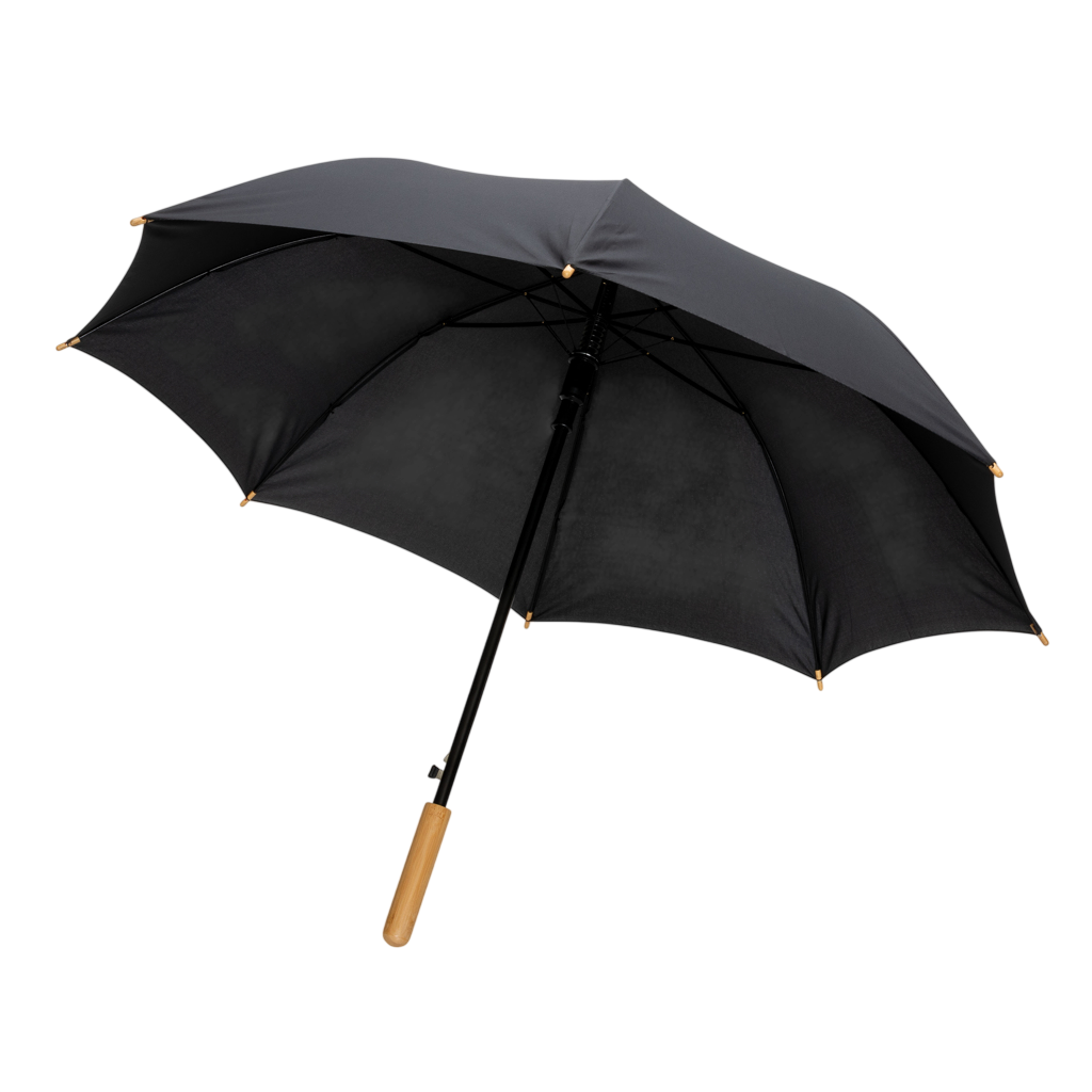 23" Impact AWARE™ RPET 190T auto open bamboo umbrella