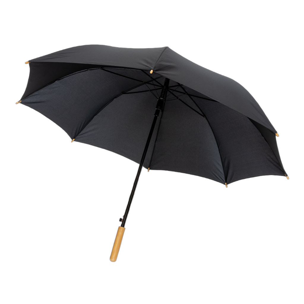27" Impact AWARE™ RPET 190T auto open bamboo umbrella