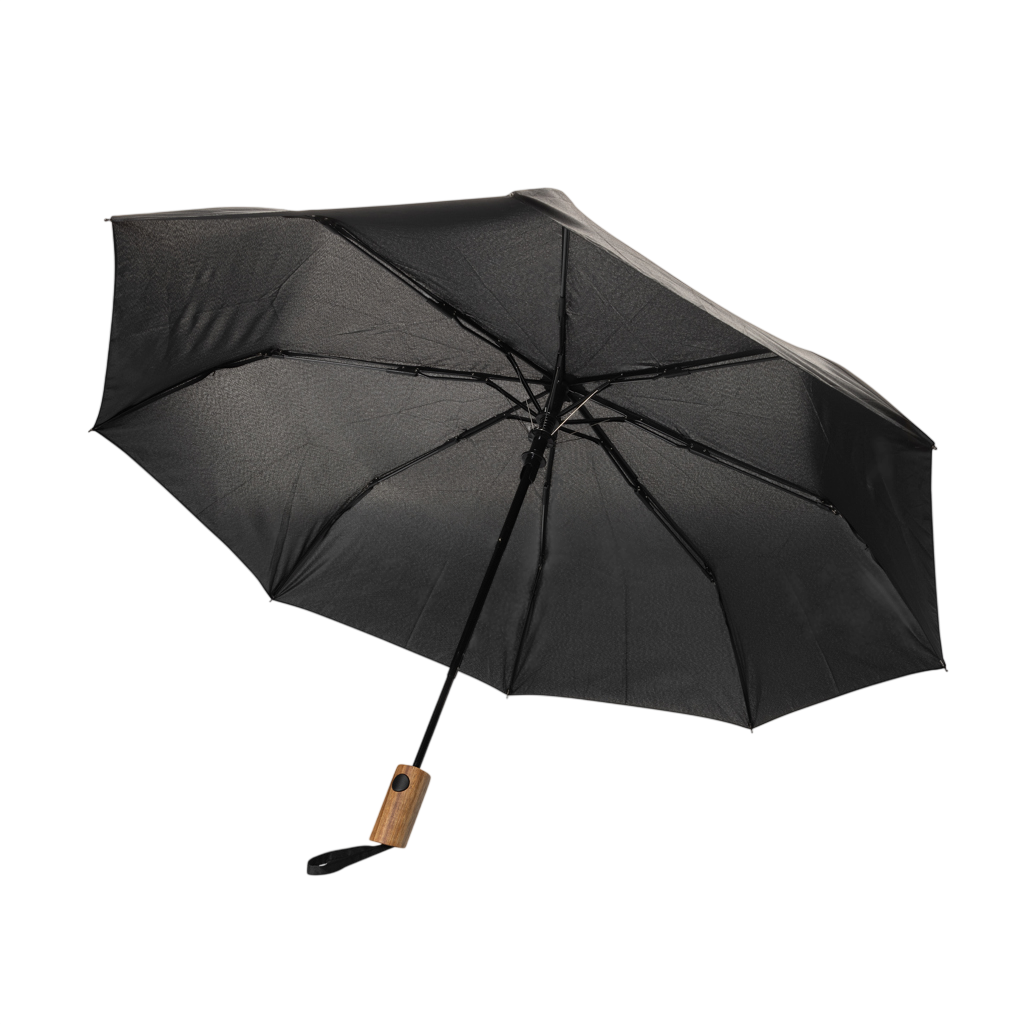 Kaycey 21" AWARE™ RPET Acacia wood mini auto open umbrella