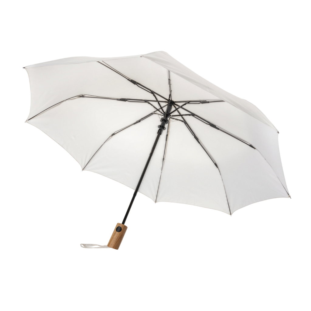 Kaycey 21" AWARE™ RPET Acacia wood mini auto open umbrella