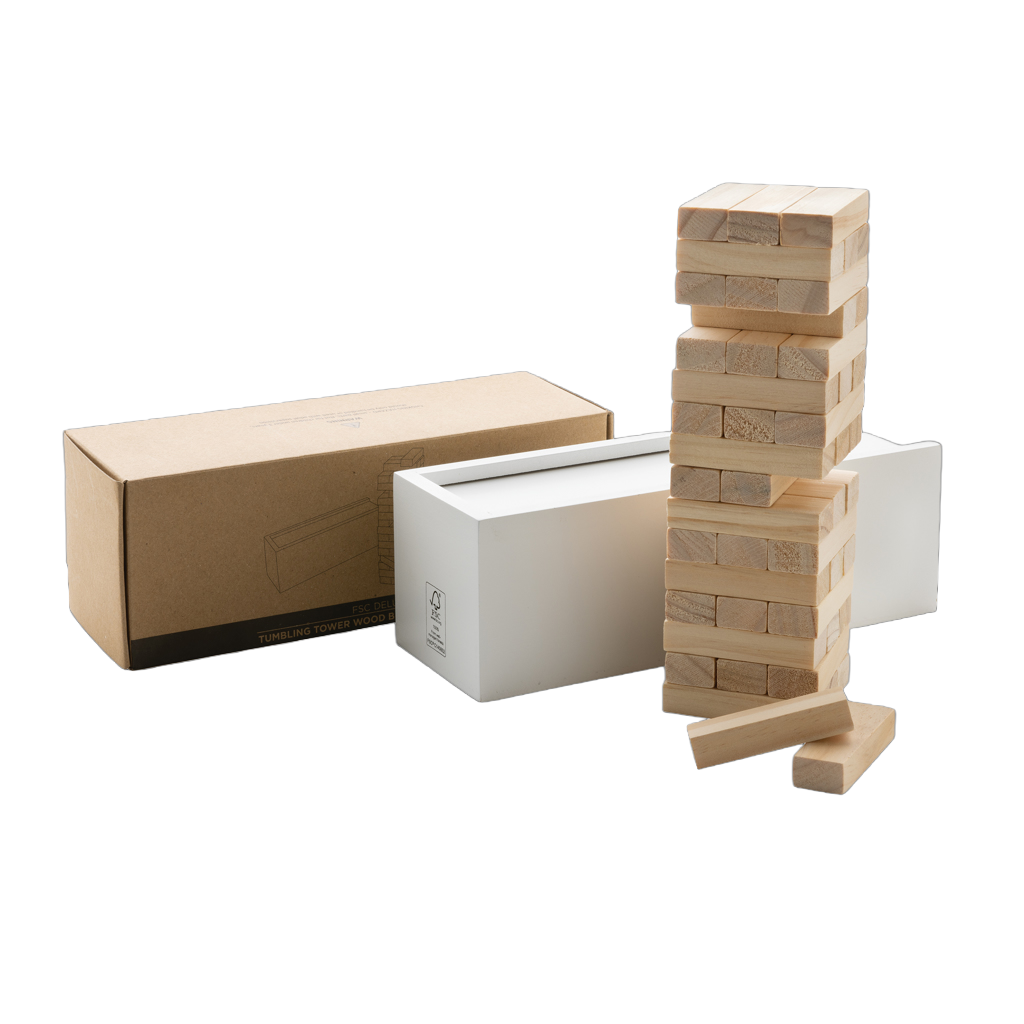 Deluxe tumbling tower wood block stacking game