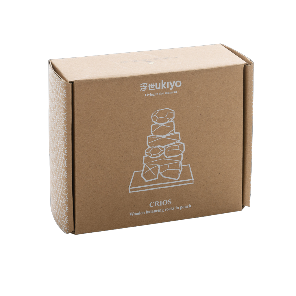 Ukiyo Crios wooden balancing rocks in pouch