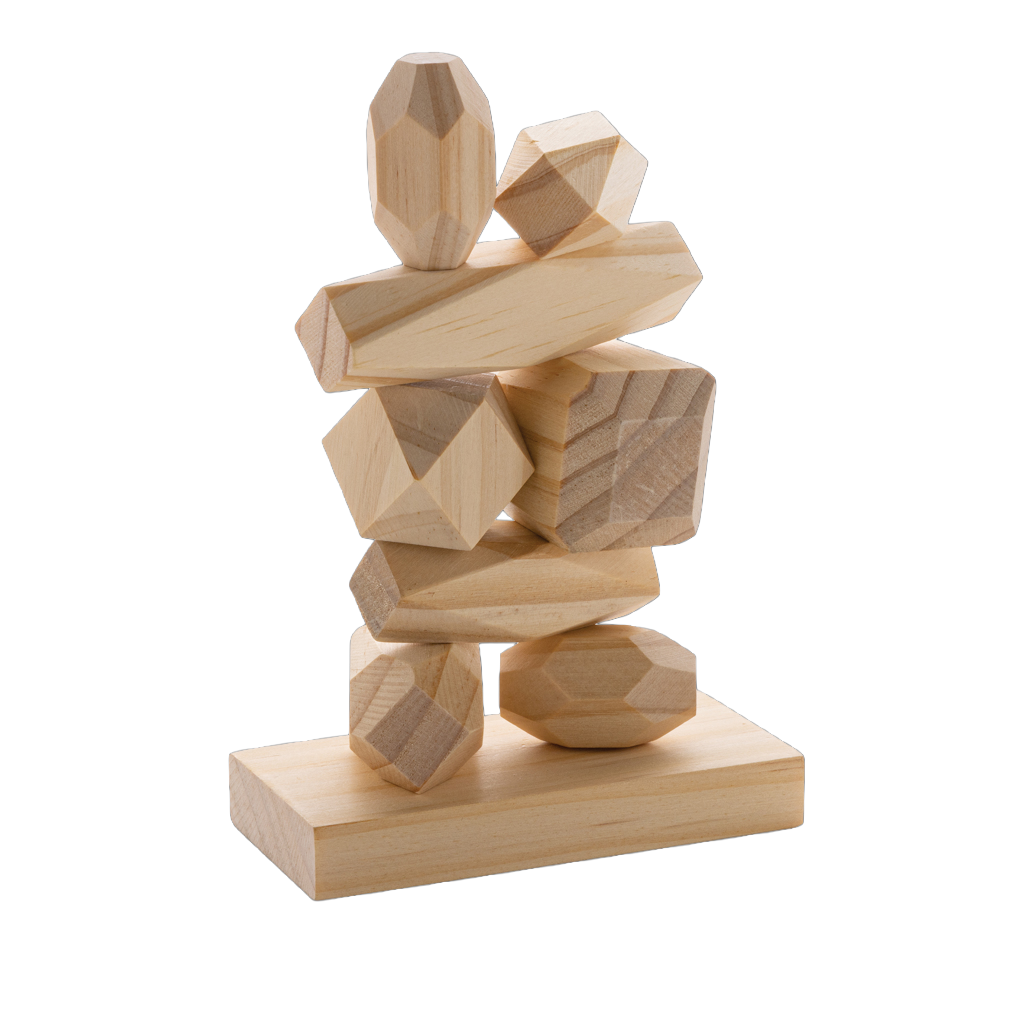 Ukiyo Crios wooden balancing rocks in pouch