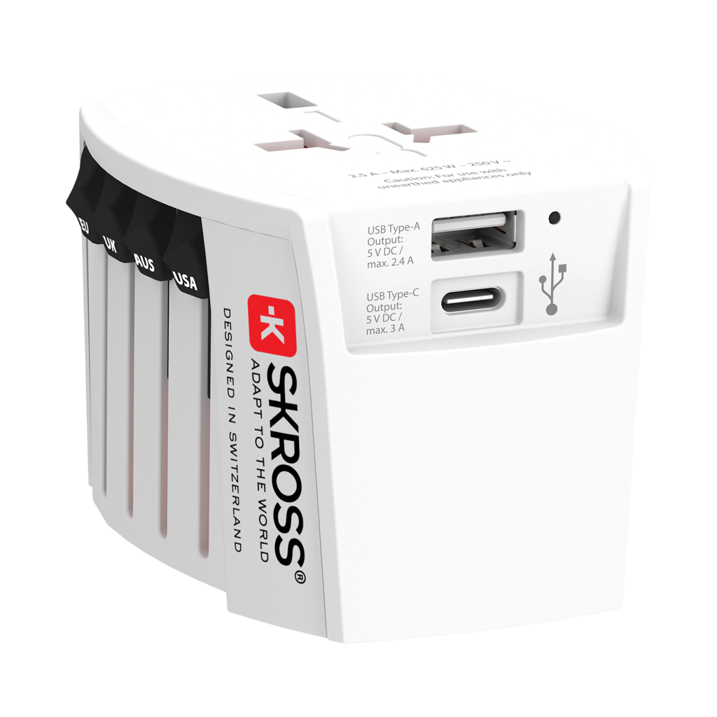 SKROSS World Travel Adapter MUV 2-pole with USB A and C